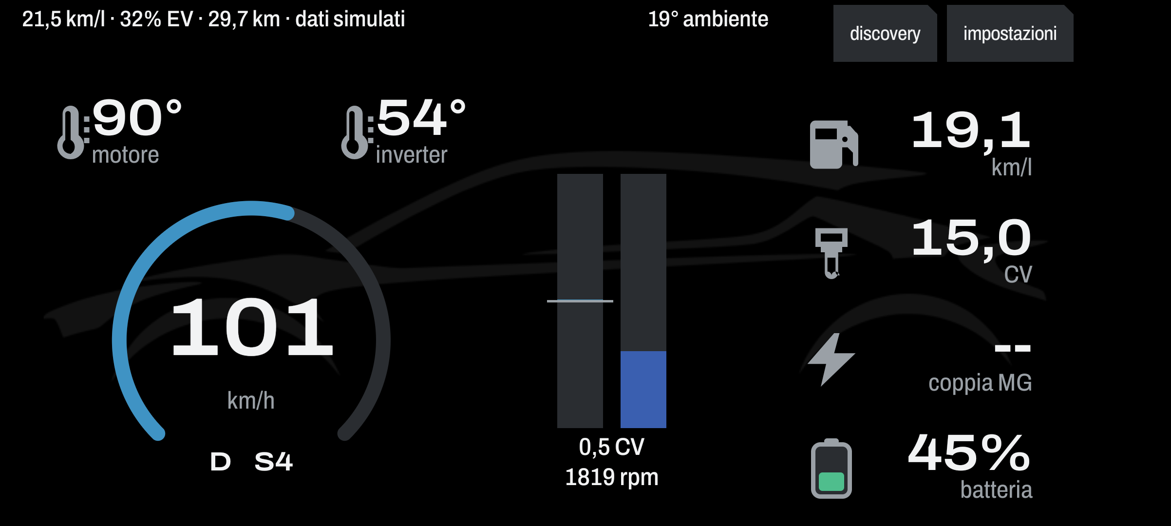 Visuale cockpit orizzontale