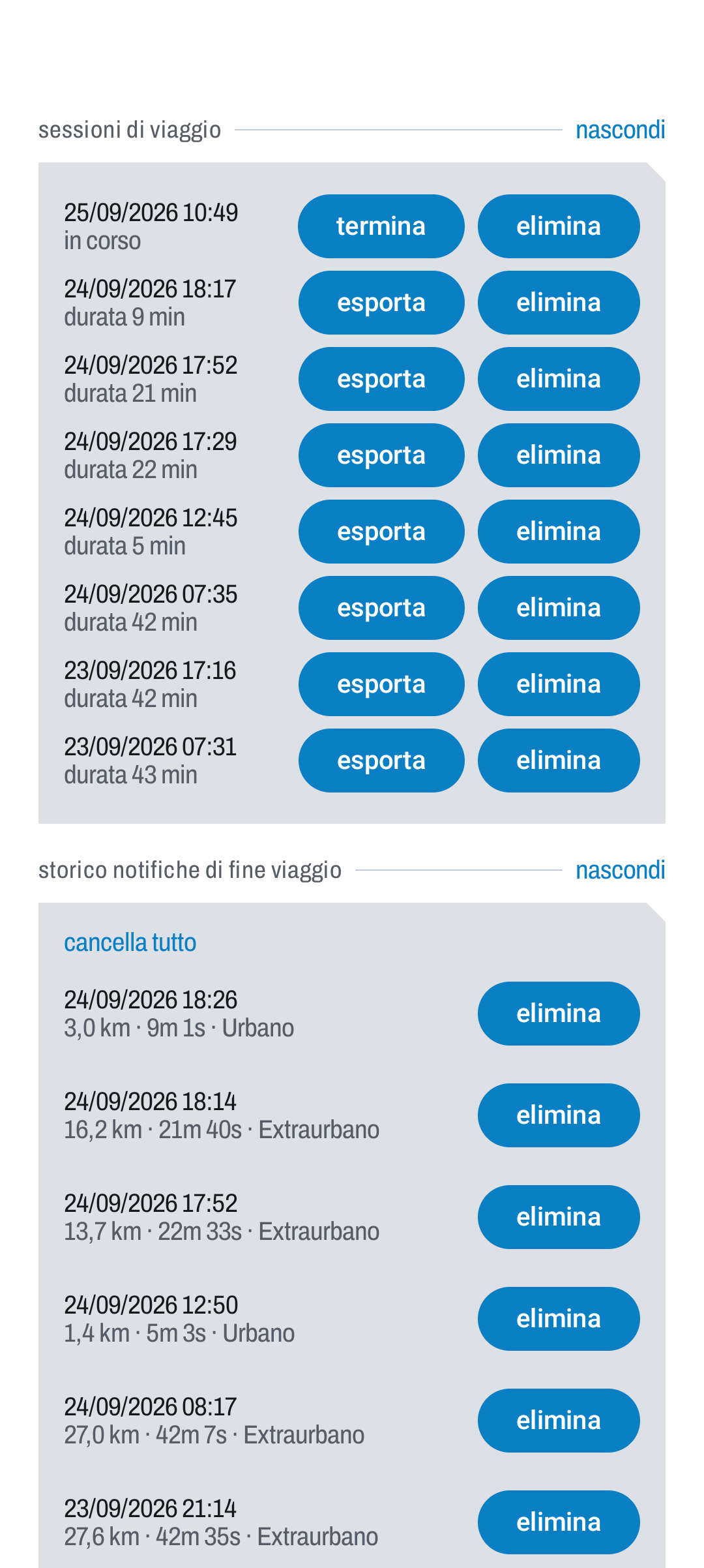 Storico viaggi & CSV